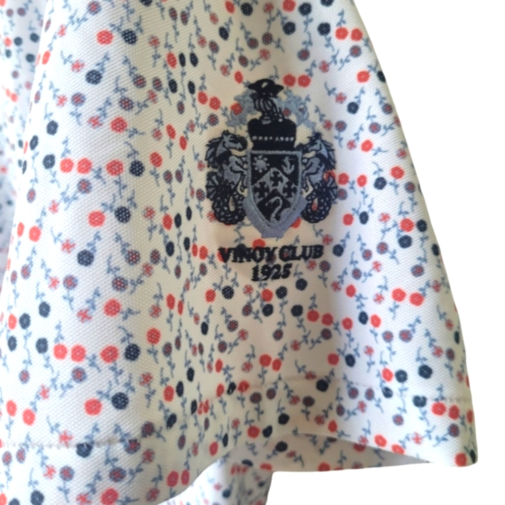 G/FORE Men's Polo Shirt - White with Red and Blue Pattern - Picture 11 of 16